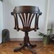Vintage swivel office chair with curved wood and caning (Thonet style)