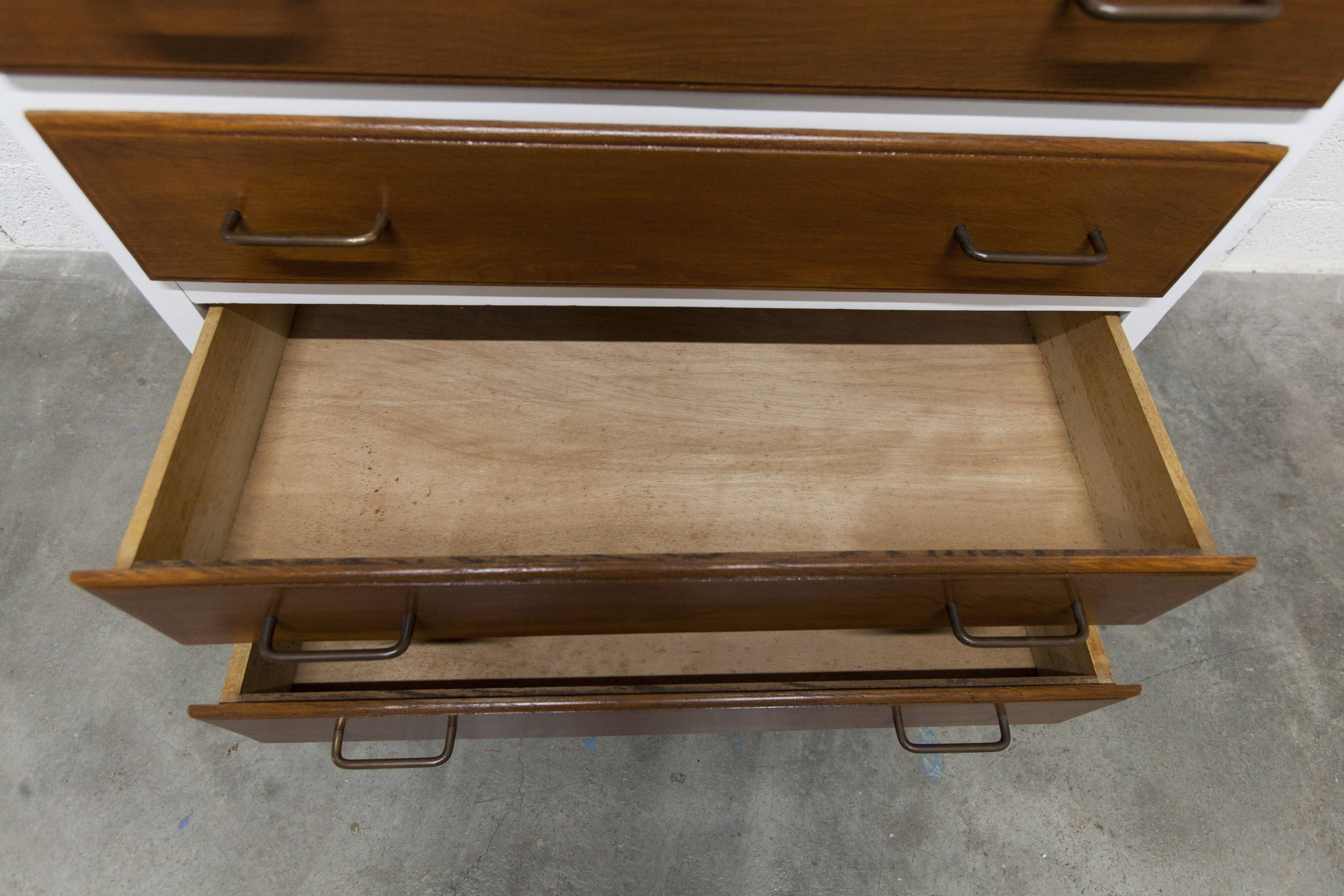 1960s chest of drawers with splayed legs and 4 drawers, refurbished