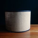 Large cylindrical lampshade in vintage burlap