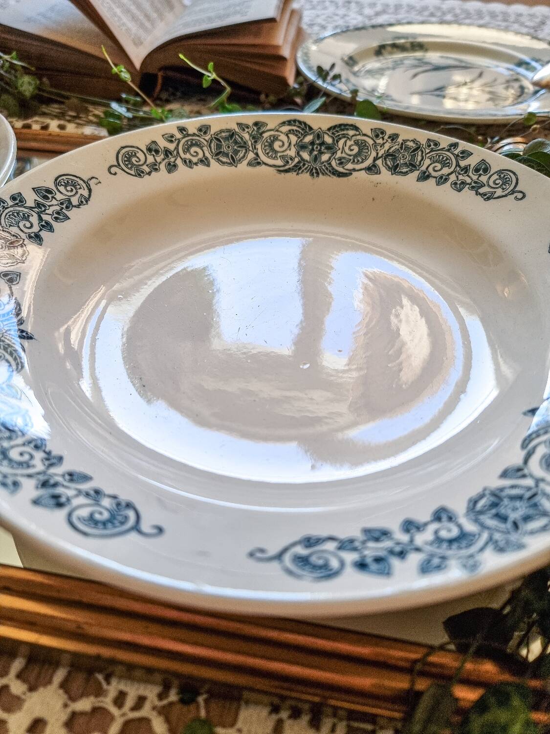 6 soup plates, iron earth, Longchamp, mid-20th century