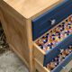 Commode art déco bois brut et bleu 1940