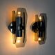 Pair of black Veca wall lamps, murano glass, Italy, 1960