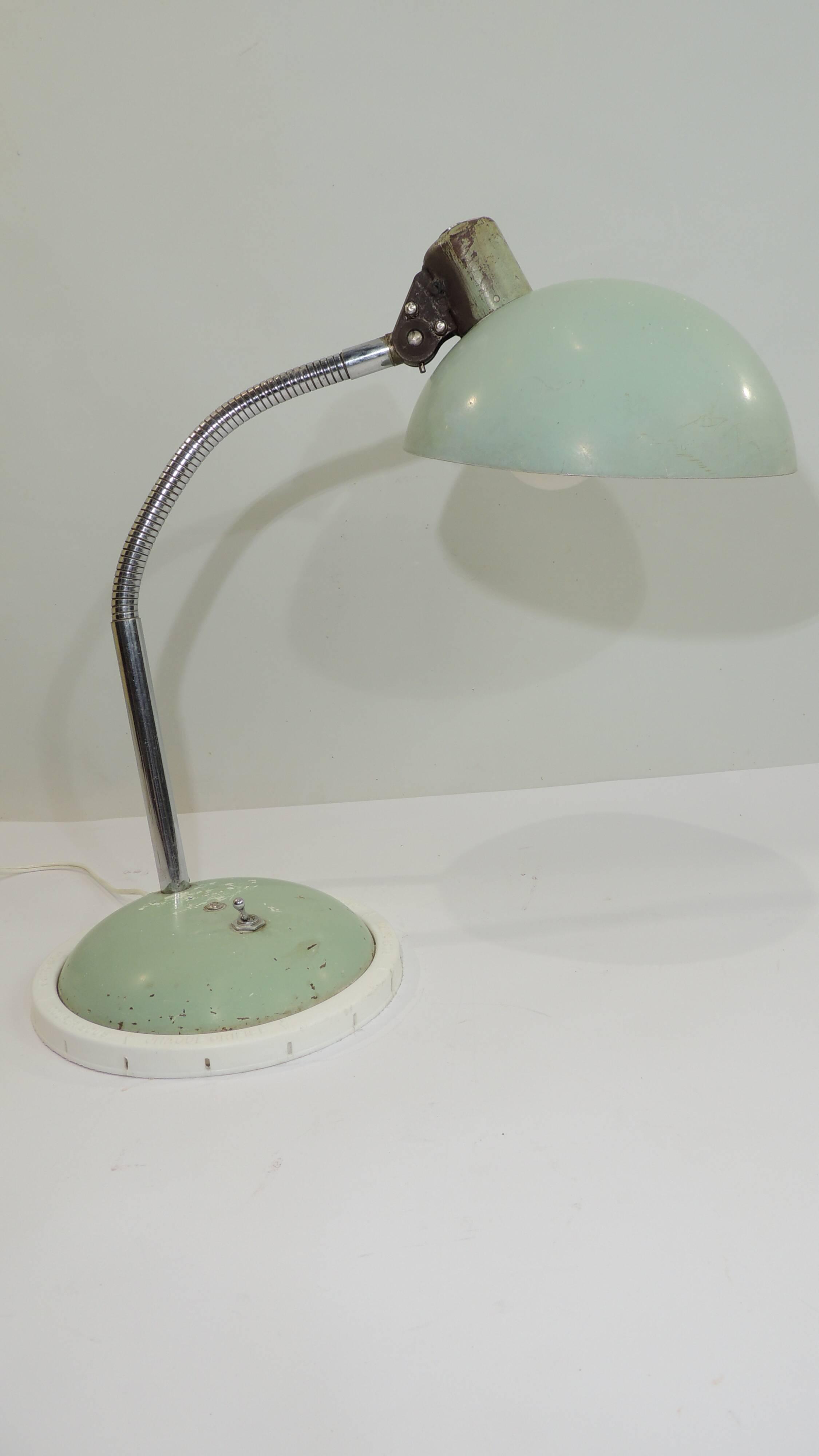 Lampe de bureau orientable en métal vert d’eau, années 50