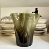 Green blown glass handkerchief vase
