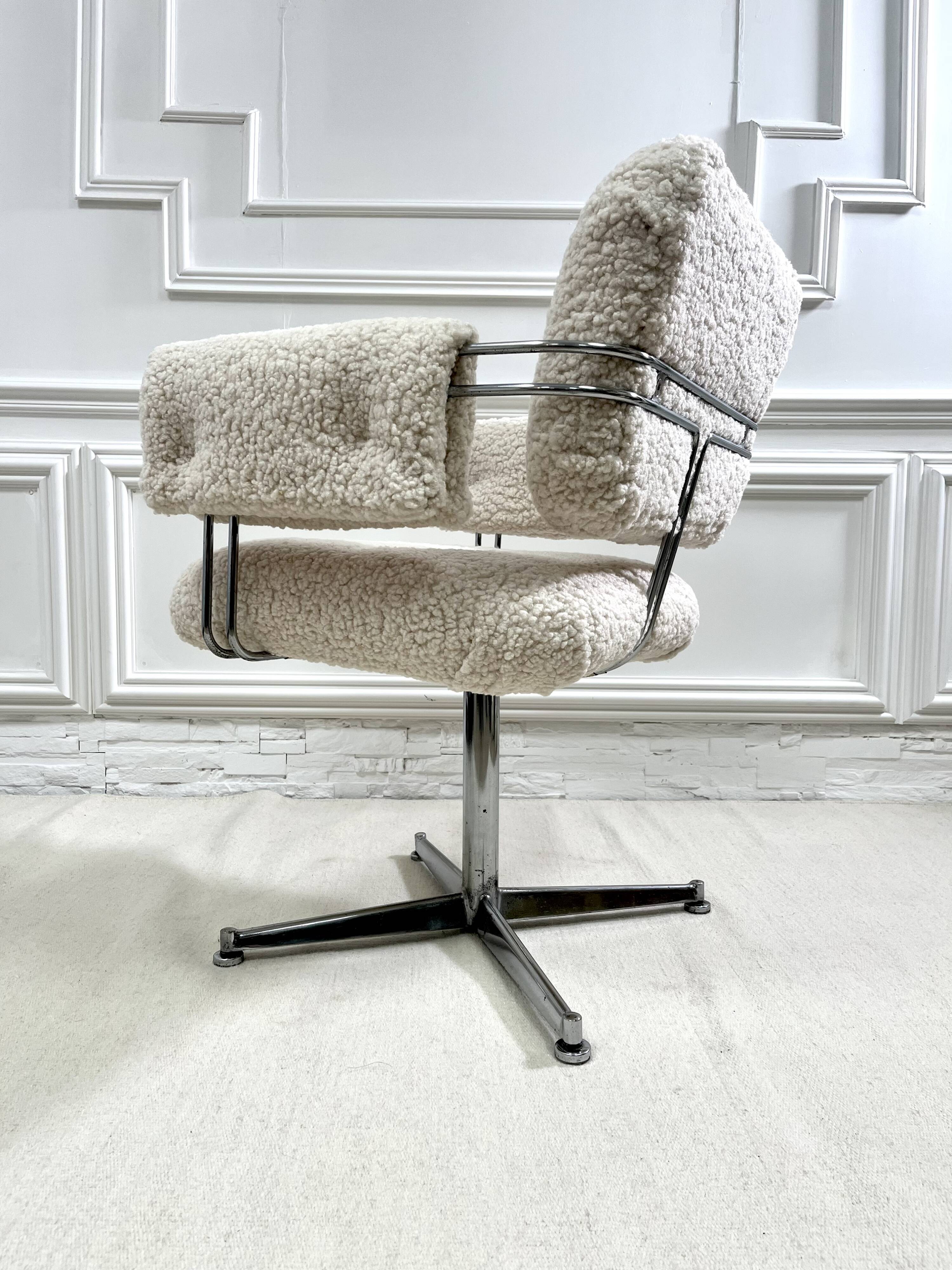 Vintage armchair in faux sheep's fur