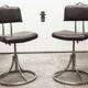 Pair of French Army telegraph operator's swivel chairs, new leather