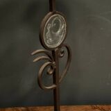 Porte-bougie en fer forgé enchâssement de verre 1950