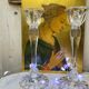 Duo de grands bougeoirs en cristal vintage
