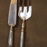 Silver metal fish service design 1930-1950