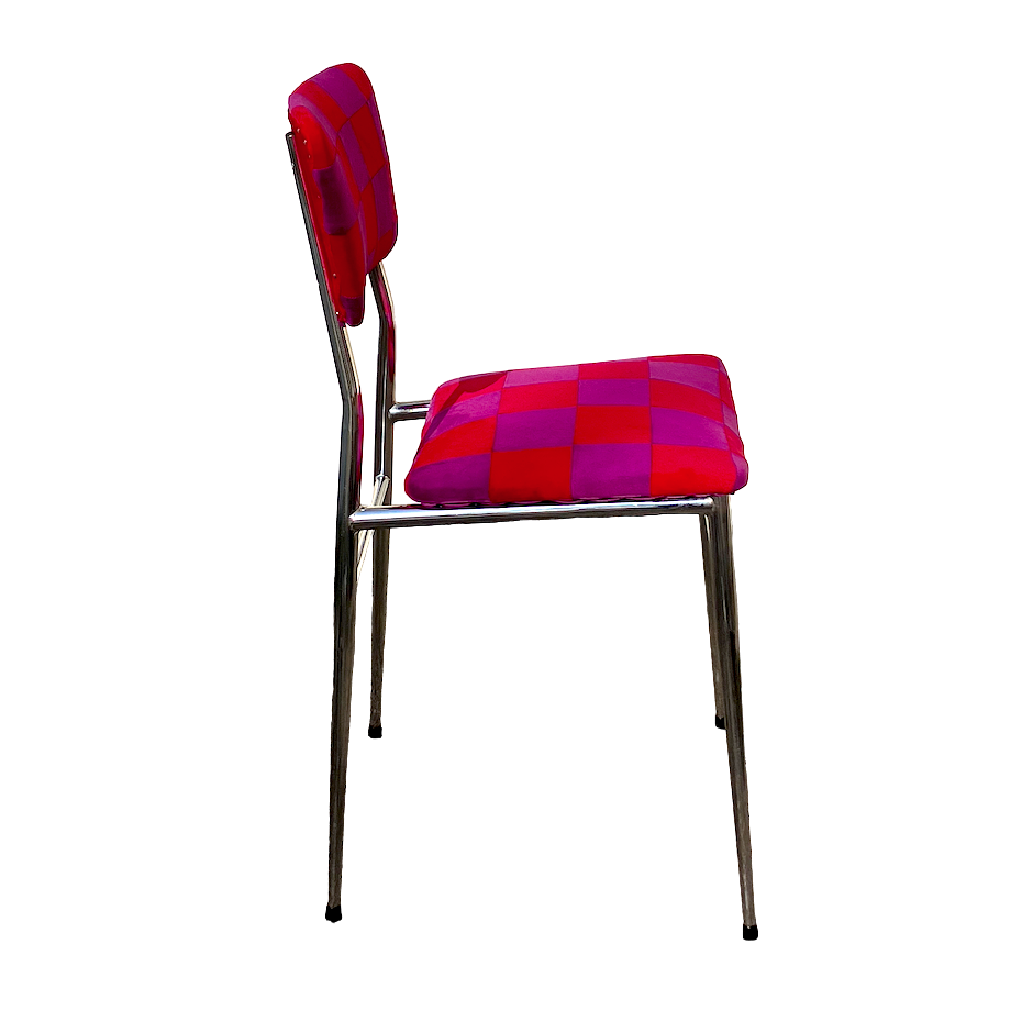 Duo of patchwork chairs checkerboard