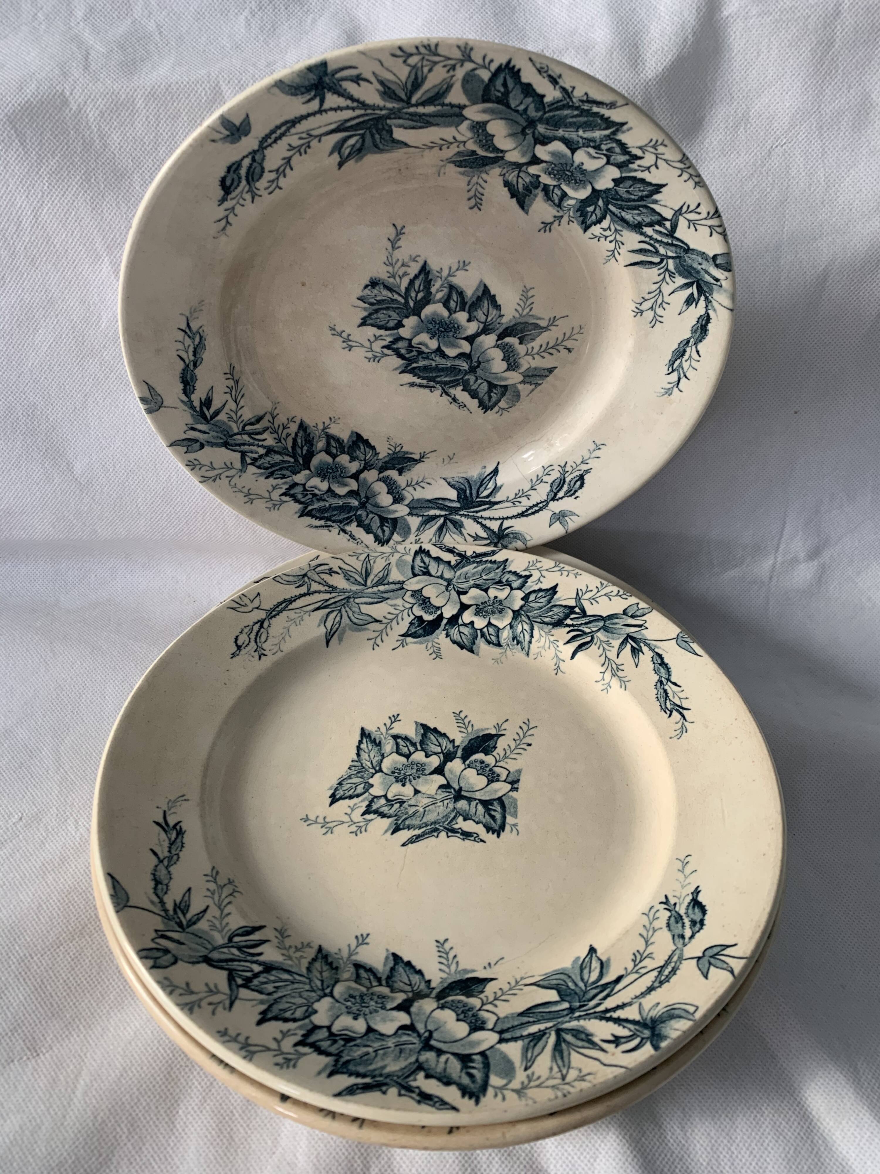 8 plates and an old compoter Terre de Fer HB and Co.