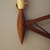 Teak wall lamp Scissor, Danish design, 1970s, manufacture: Lyfa