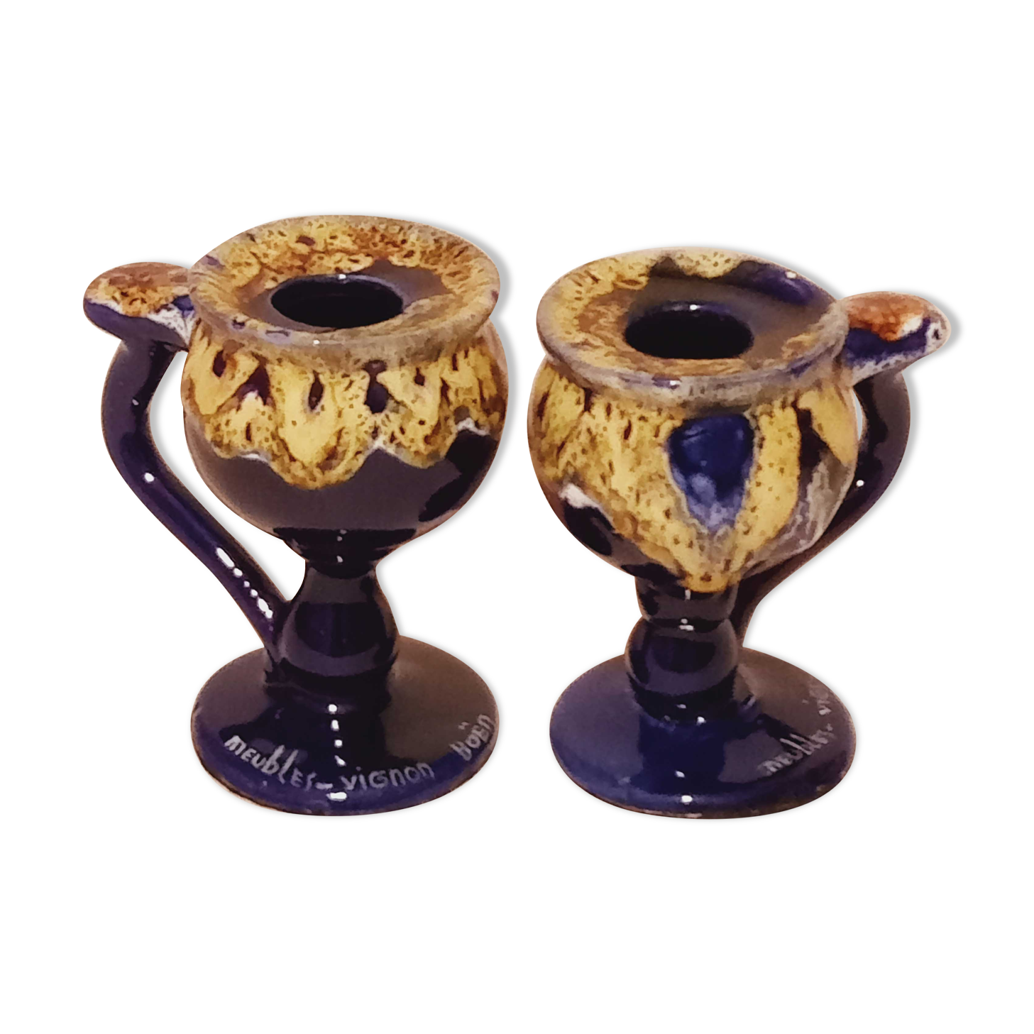 Pair of ceramic candle holders