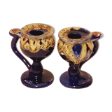 Pair of ceramic candle holders