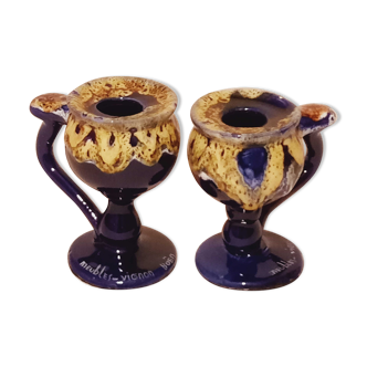 Pair of ceramic candle holders