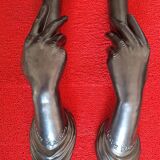 Pair of sculptural ceramic wall lights by Jean Marais