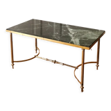 Neoclassical coffee table in Alpine green marble and brass, 1960/70