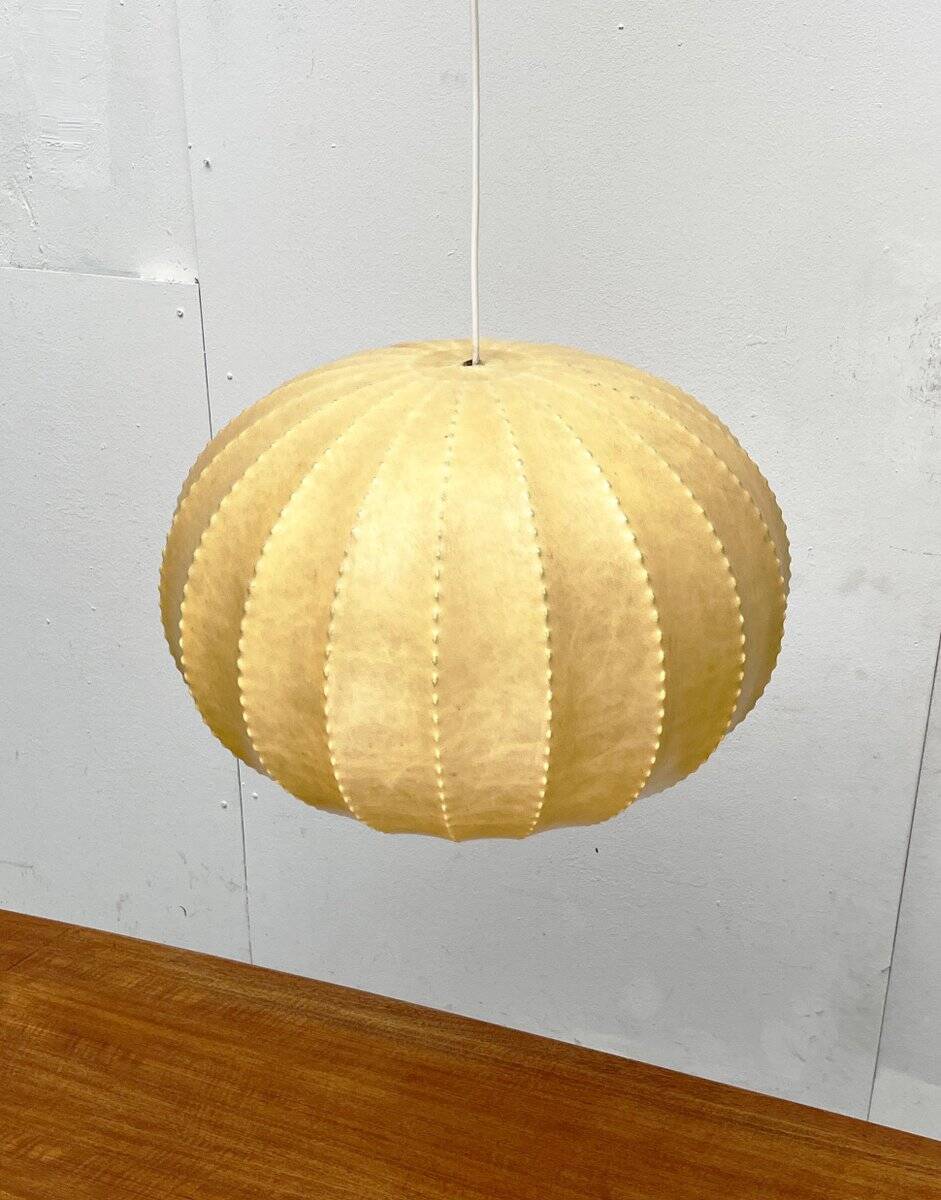 Modern mid-century German cocoon pendant lamp by Friedel Wauer for Goldkant Leuchten, 1960s.