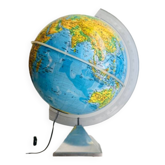 Terrestrial globe lamp, steel base from the 80s