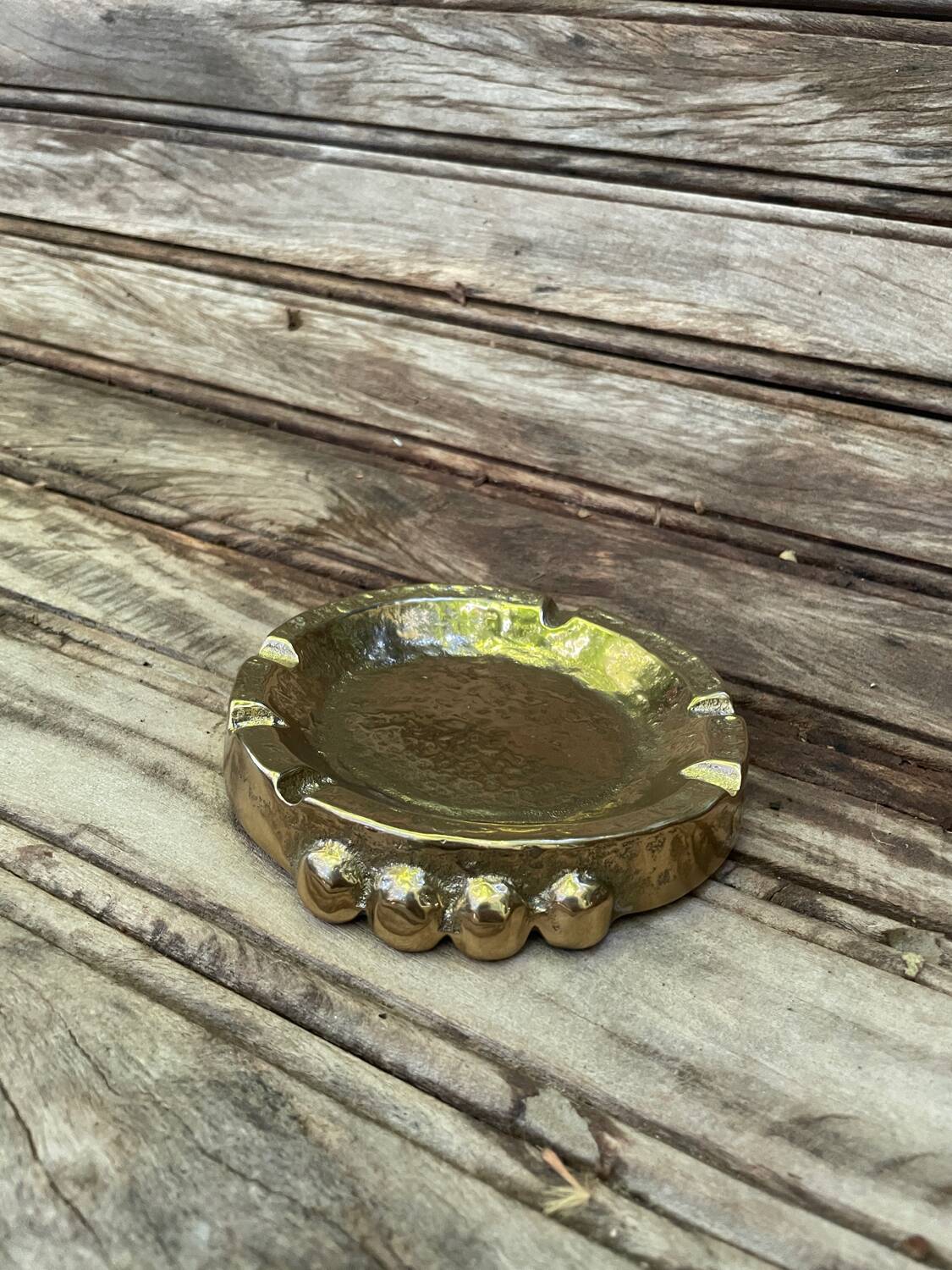 Italian Brutalist Brass Ashtray by Tonini