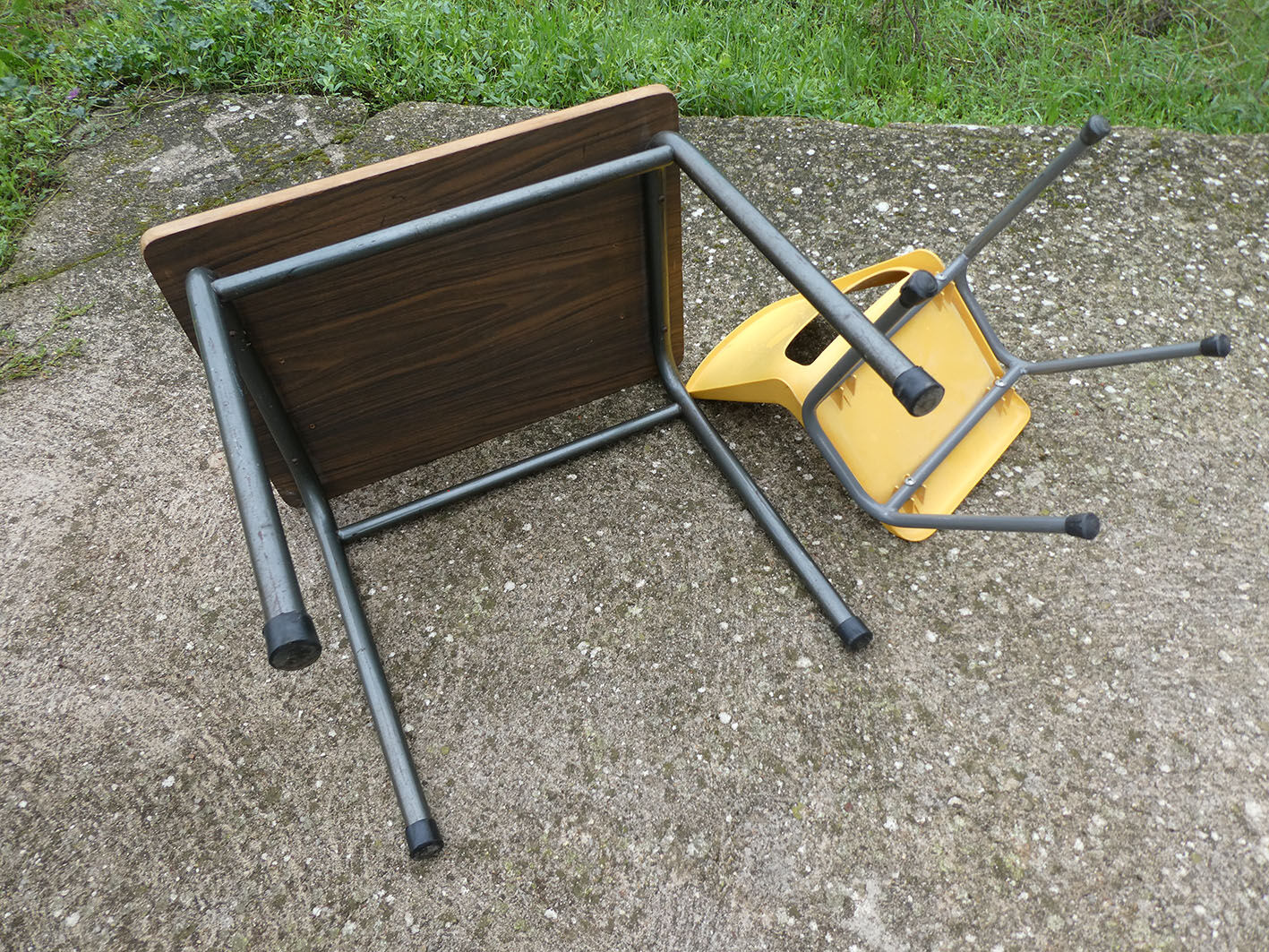 Child desk and vintage schoolboy chair