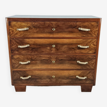 Art Decò chest of drawers in walnut briar