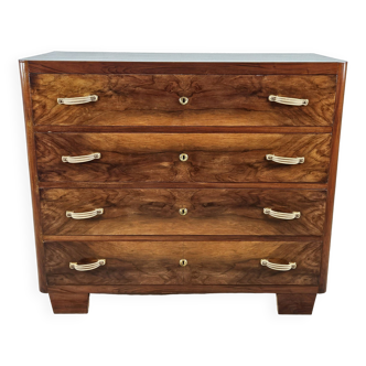 Art Decò chest of drawers in walnut briar