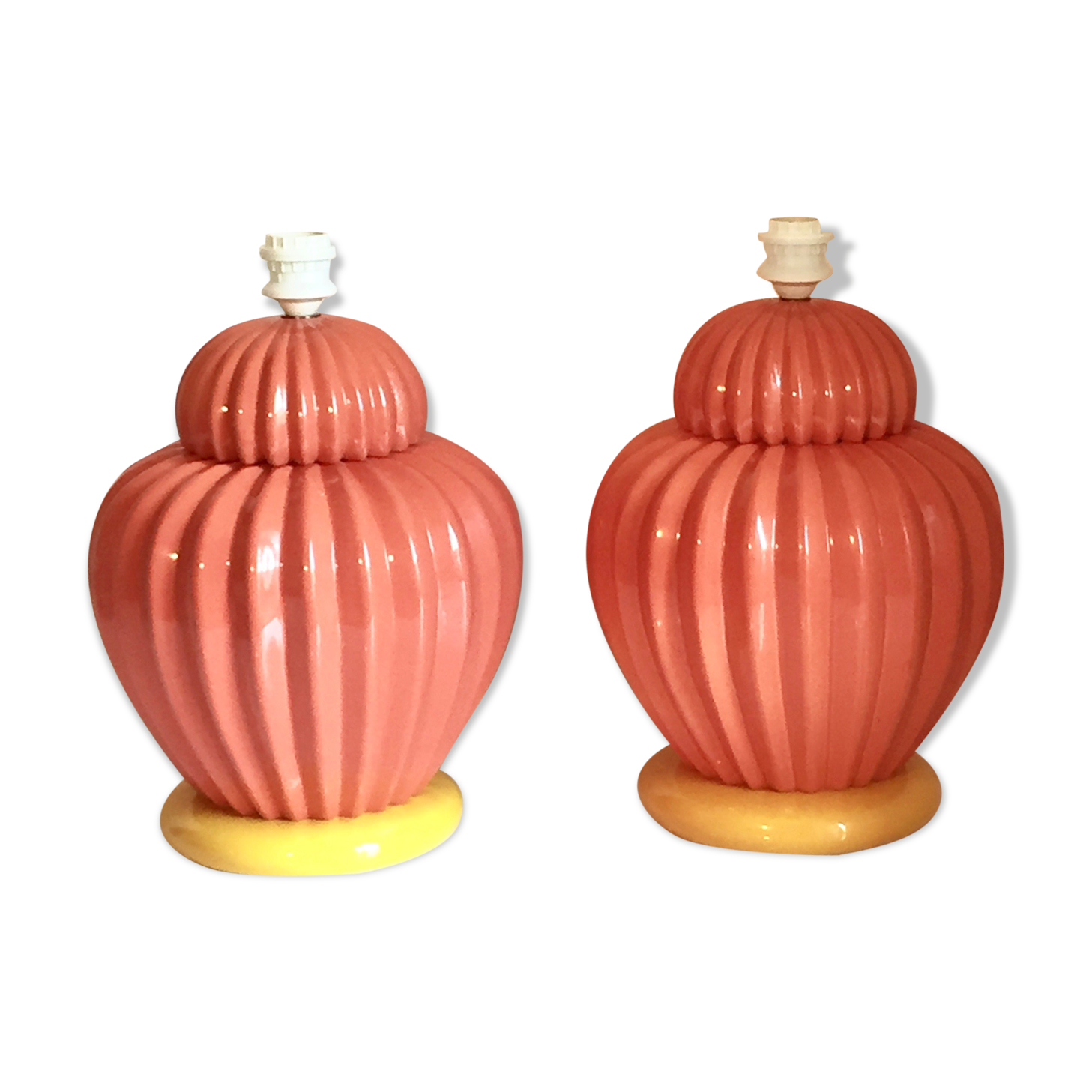 Pair of ceramic table lamp bases François Châtain France 1980s
