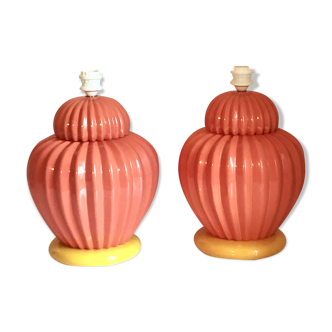 Pair of ceramic table lamp bases François Châtain France 1980s