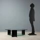 Vintage coffee table in lacquered metal and glass, Italy, 1970s-1980s.