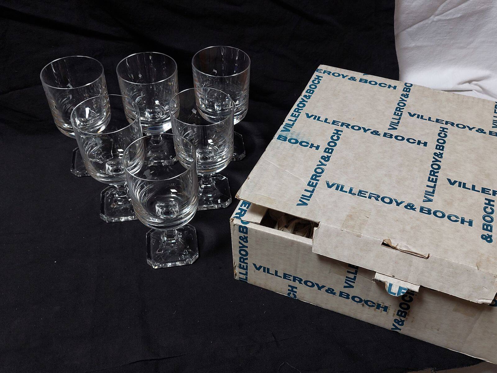 Set of 6 crystal water glasses from Villeroy and Boch, model Mercury - Height 14.