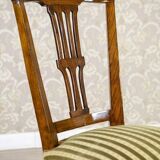 20th-Century Elm Chair in Striped Upholstery, 1940s