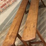 Old solid oak farm bench