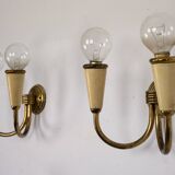Set of four Mid-Century sconces in lacquer and brass. Italy 1950s