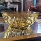 Amber glass bowl – square base and spiral decoration – 1970s design