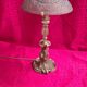 Louis XV bronze lamp rocaille style 34x25, molded glass lampshade signed Stella