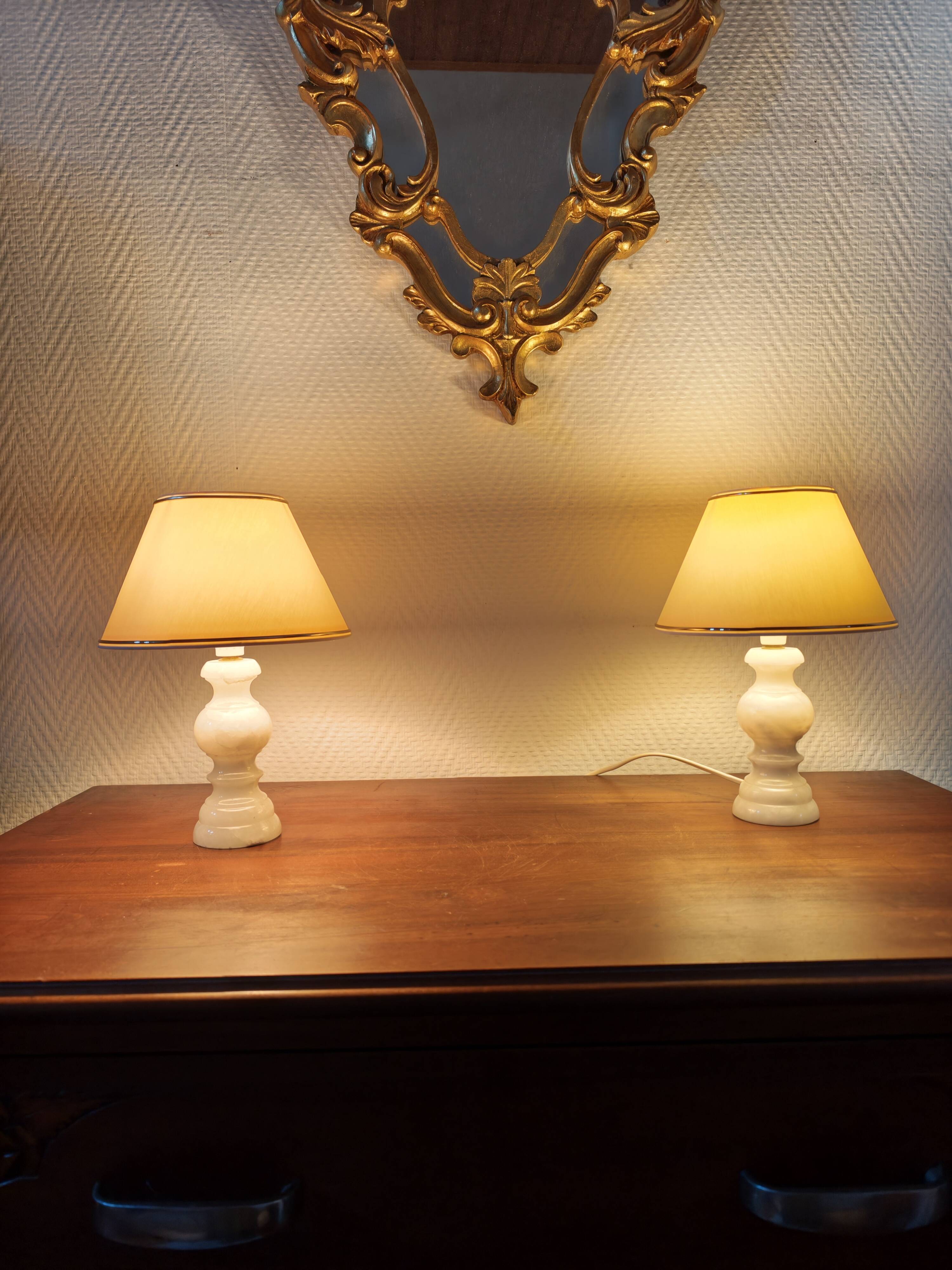 Pair of vintage alabaster lamps