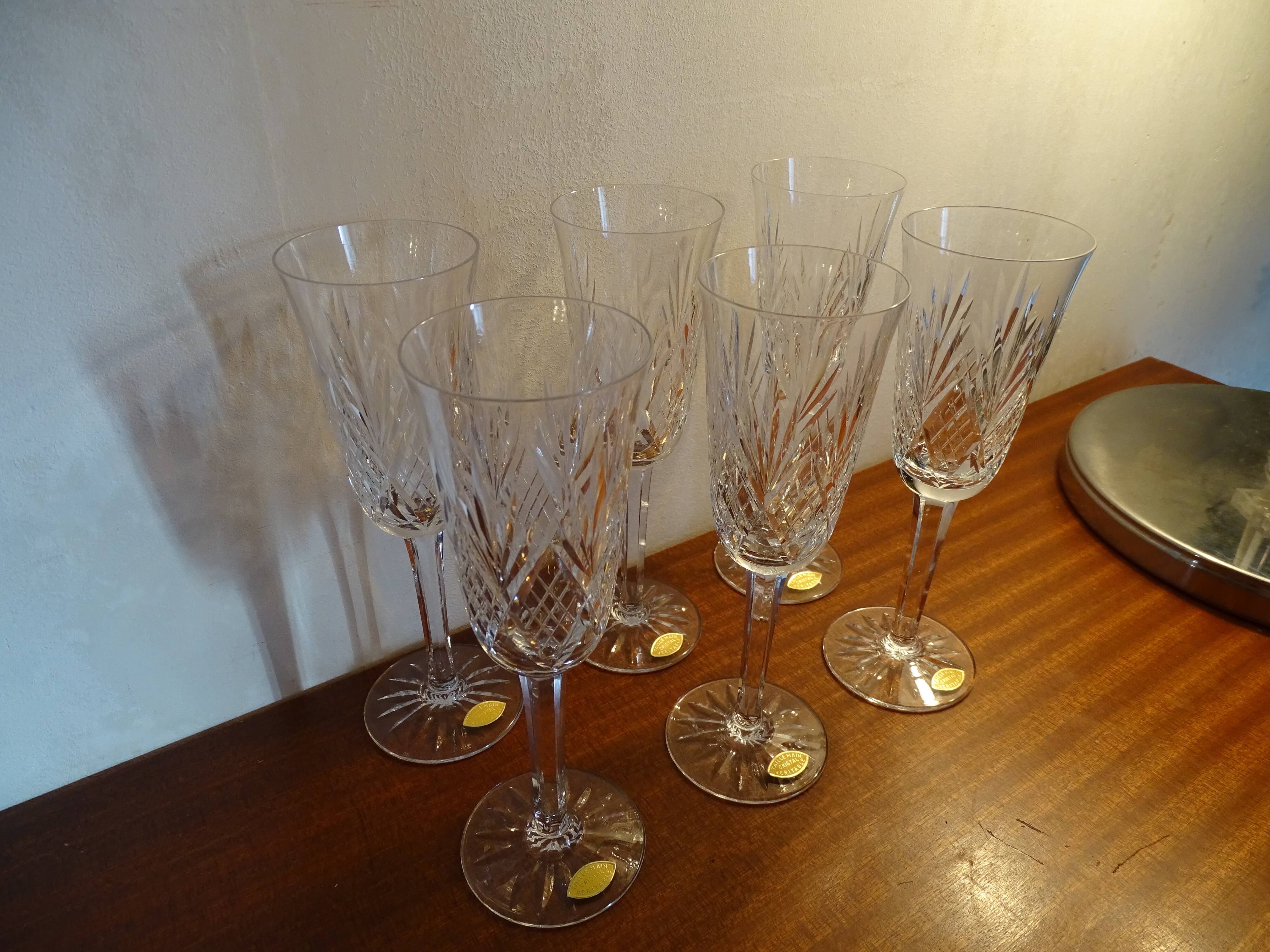 6 flutes champagne cristal de Lorraine taillé