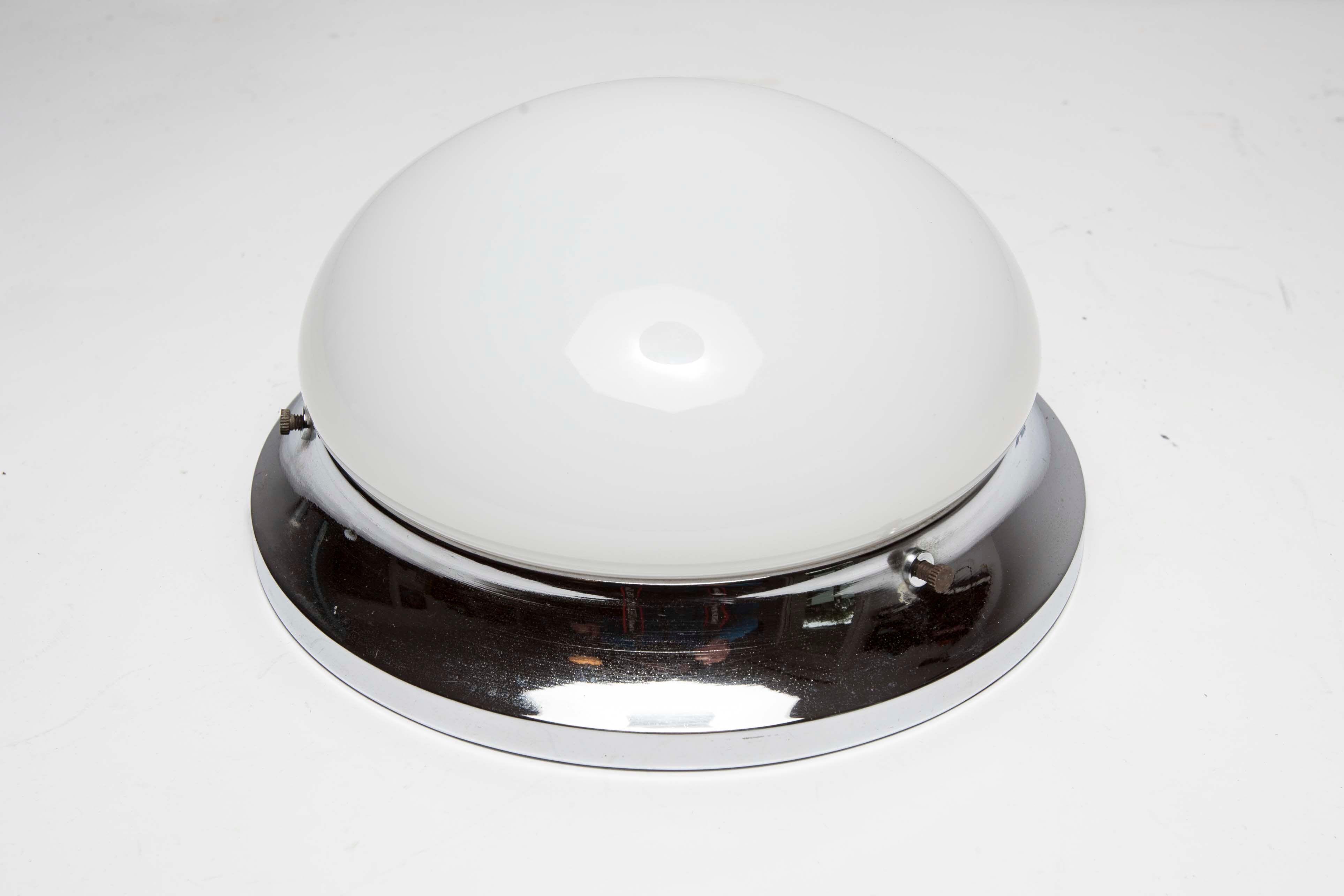 Opaline and chrome ceiling light  60s