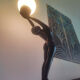 Art Deco woman lamp 72 cm in height