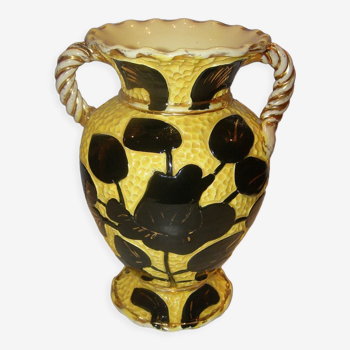 Vallauris ceramic vase with 2 handles height 28cm