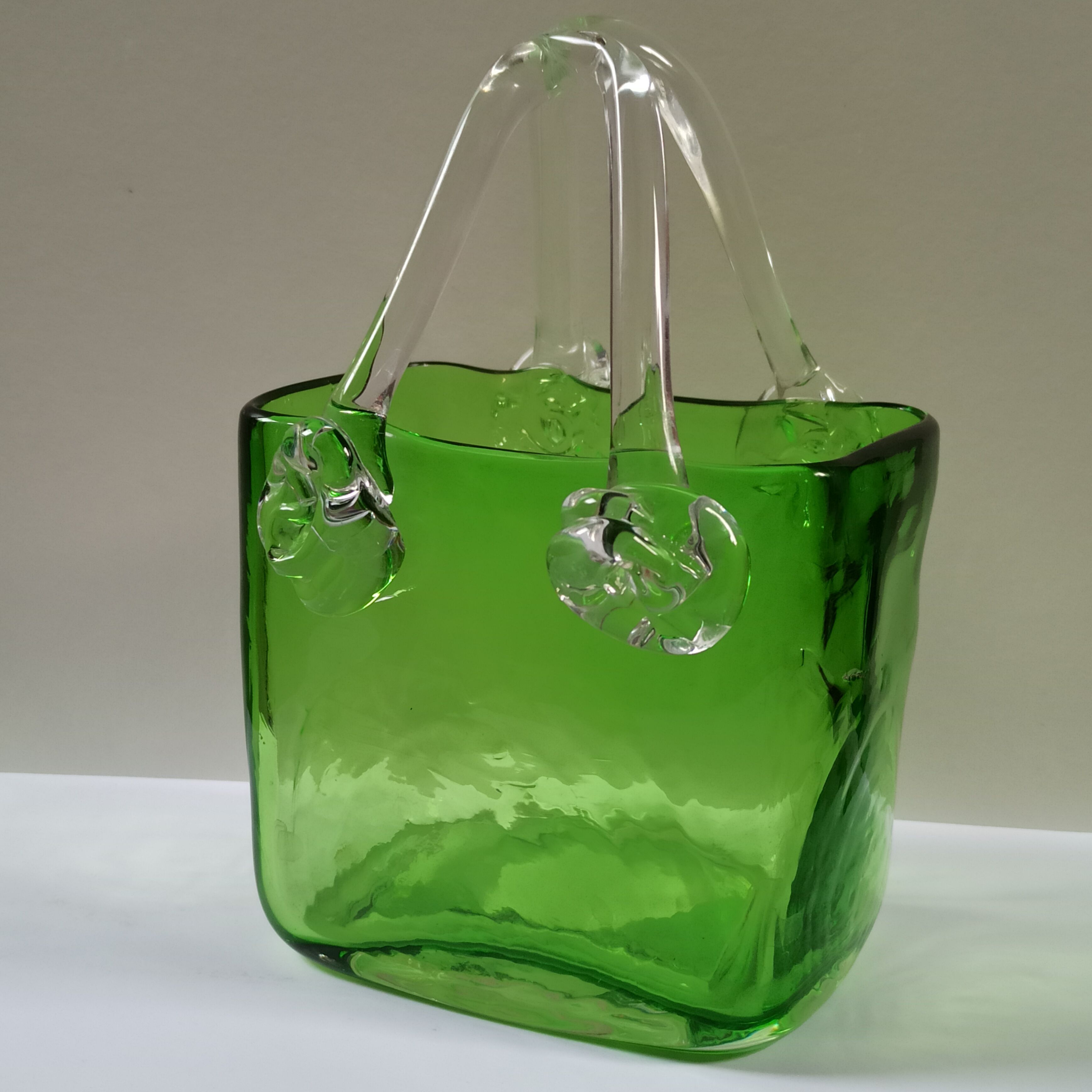 Blown glass bag vase