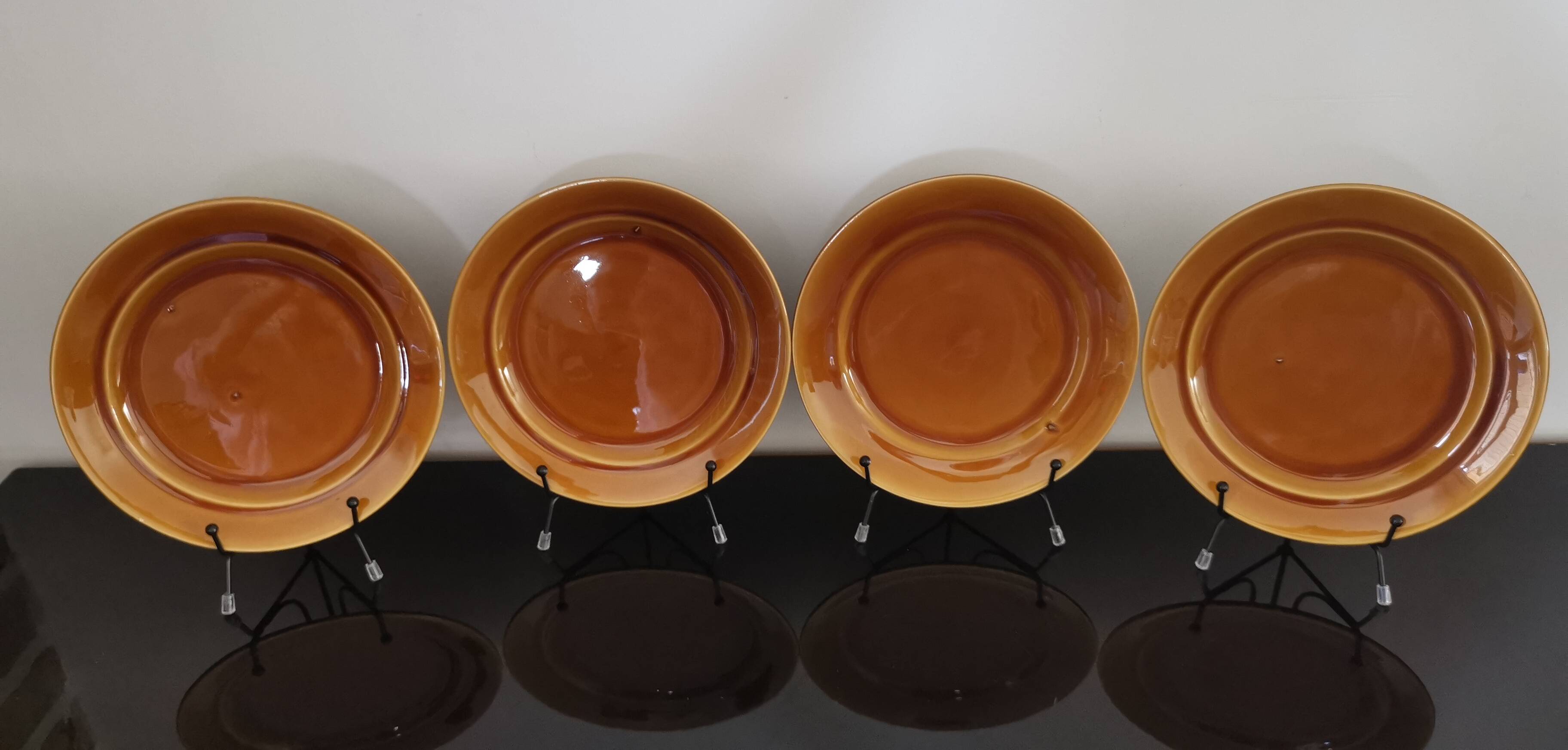 St Amand caramel glazed ceramic dessert plates