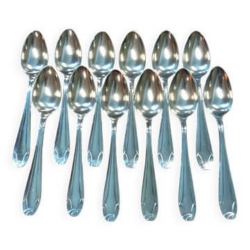Set of 12 small silver-plated spoons in their box.