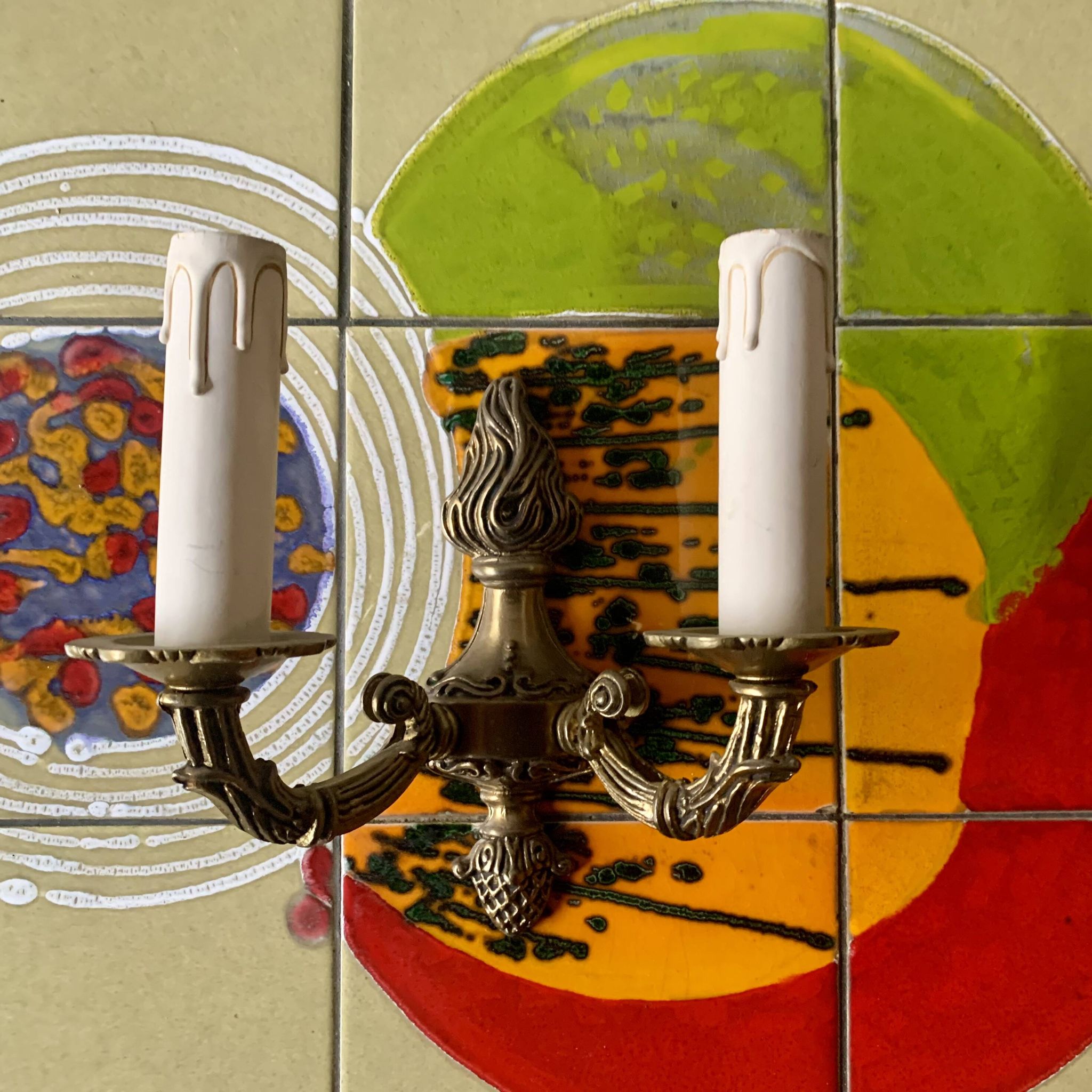 Paire d'appliques murales en laiton vintage