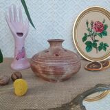 Vase pique flower in sandstone signed Vallauris vintage