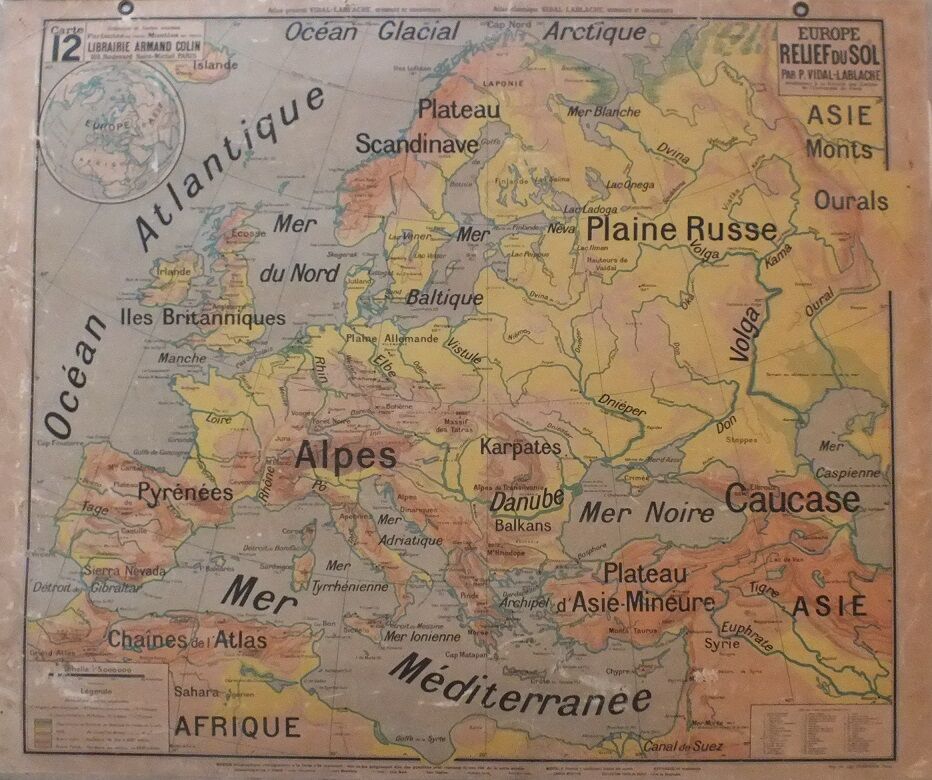Vidal-Lablache n ° 12 Europe relief school map