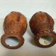 Pair of small woven vases in wicker rattan straw