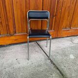 1 Of 5 Bauhaus chrome & faux leather dining chairs, 1980s,