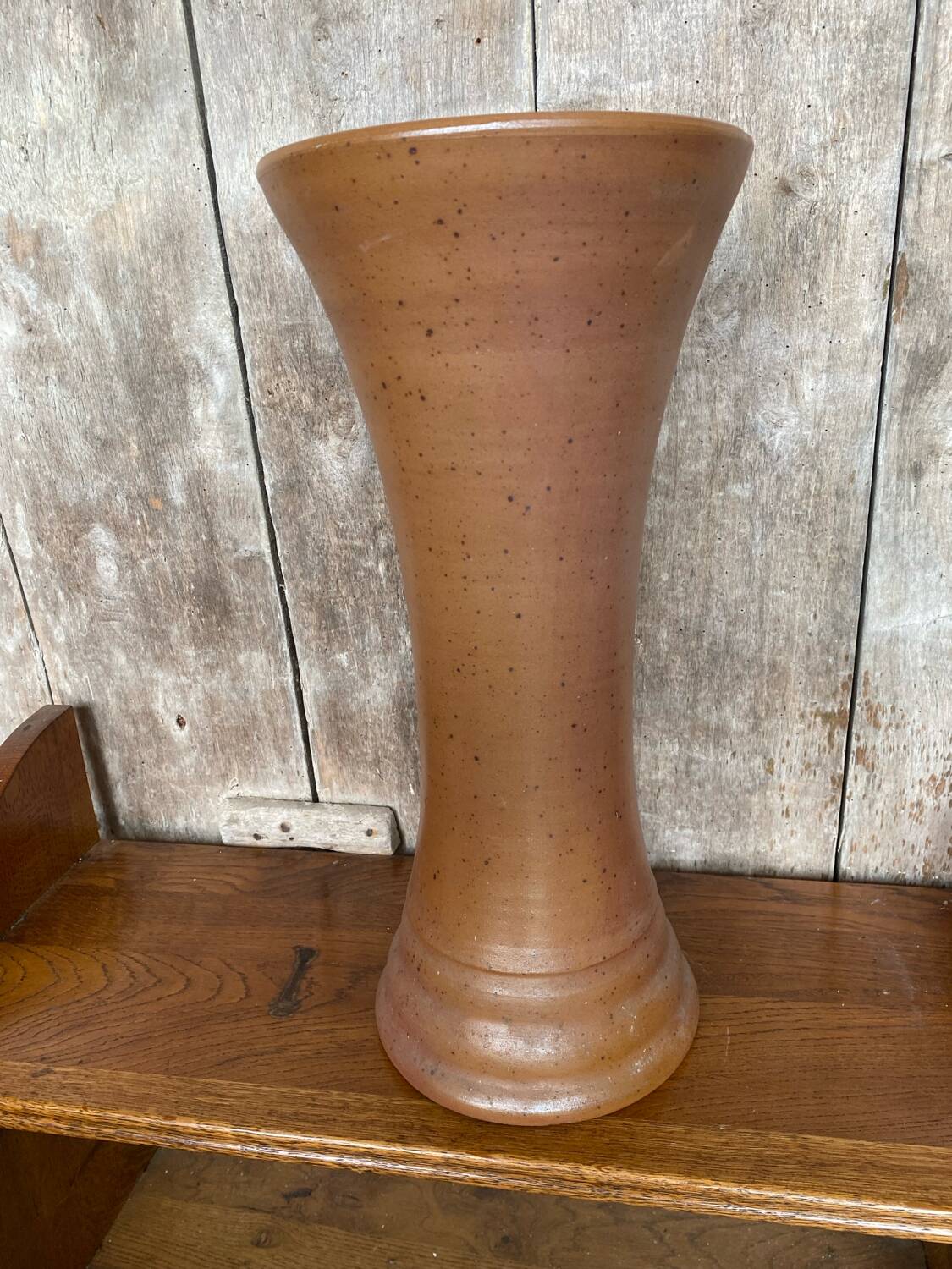 Old Large Model Vase Stoneware Brown Beige 60s Vintage